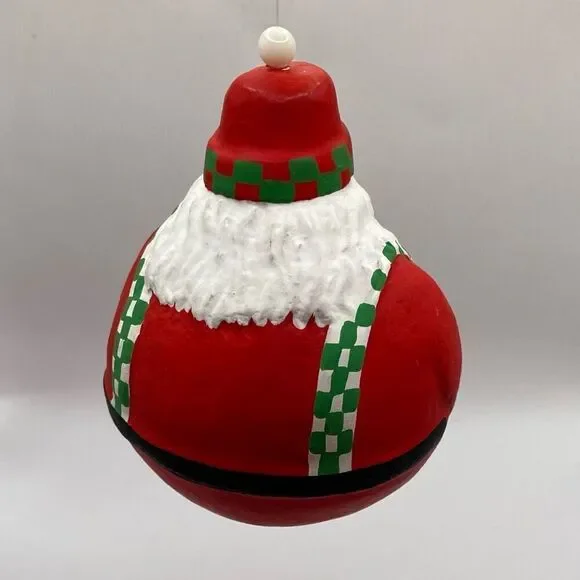 DEPT 56 Ceramic Santa Roly Poly Teddy Bear Christmas Ornament 4" Holiday Red - Picture 3 of 5
